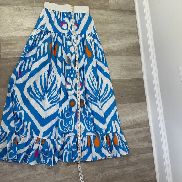 Sheridan French Tiffany Maxi Skirt In Blue Ikat Women’s Small - Picture 5 of 7